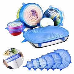 Set 6 Capace Din Silicon Flexibil Reutilizabile — Economisește Spațiu și Prospătare! 🌿💙
