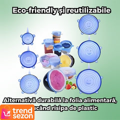 Set 6 Capace Din Silicon Flexibil Reutilizabile — Economisește Spațiu și Prospătare! 🌿💙