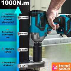 Dulgheră de Impact 1000Nm 48VF Brushless cu 2 Baterii — Performanță Maximă 🚀🔧