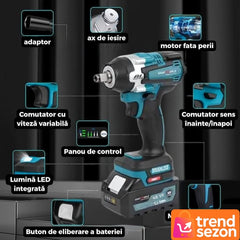 Dulgheră de Impact 1000Nm 48VF Brushless cu 2 Baterii — Performanță Maximă 🚀🔧