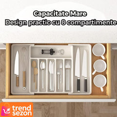 Organizator Extensibil pentru Sertar cu 8 Compartimente — Ordine și Eficiență în Bucătărie 🍽️✨