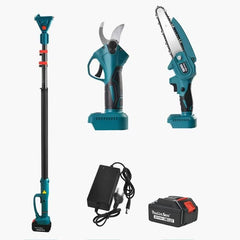 Set Profesional Foarfeca Electrică și Drujba cu Brat Extensibil — Taiere Rapidă și Ușoară 🌿✨