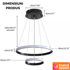 Lustra LED Circulară Minimalistă 27W, Ø20-40 cm — Iluminare Modernă 🖤💡