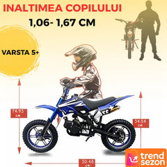 Motocicletă Cross pentru Copii 49cc cu Roti Groase — Aventura pe Două Roți! 🏍️🌟