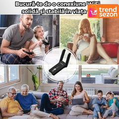 Adaptor Wireless USB 3.0 Dual Band 1200 Mbps cu Antene Externe — Conexiune Rapidă 🚀📶