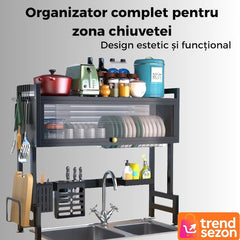 Raft Uscător Vase Inox 3 Nivele - Organizare Elegantă pentru Bucătărie ✨🥘