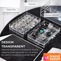Cutie Bijuterii Transparentă cu 72 Compartimente — Organizare Eficientă 🛍️✨
