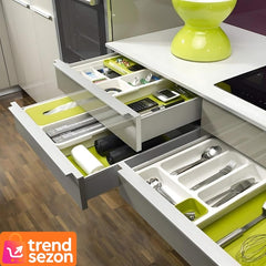 Suport Modulare Extensibil pentru Tacâmuri - Design Modern Alb-Verde 🌿✨