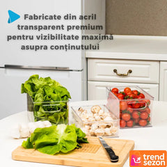 Set 4 Organizatoare Frigider Transparent 26×15 cm — Spațiu Optimizat 🍓🧊