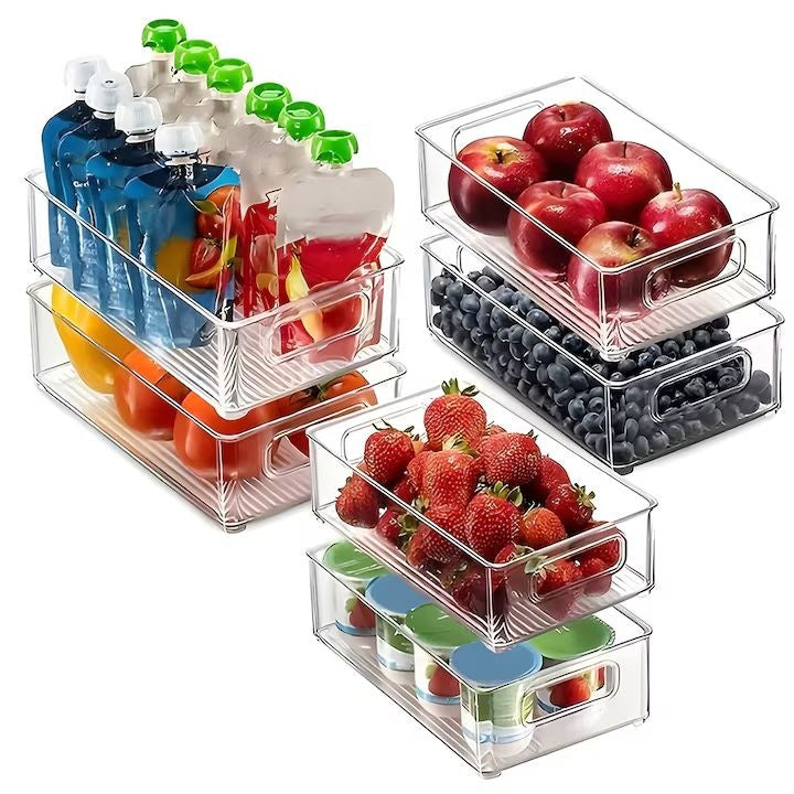Set 6 Organizatoare Frigider din ABS Durabil — Spațiu Optimizat 🌟🍏