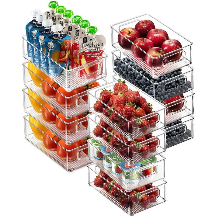 Set 12 Organizatoare pentru Frigider din ABS Transparent — Ordine și Eficiență! 🌟🍏