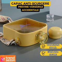 Sticlă de Apă pentru Copii Forma Toast 380 ml — Distracție și Hidratare! 💧🥪