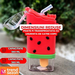 Sticlă de Apă pentru Copii Forma Înghețată Pepene 🍉🌟 — Fără BPA, Anti-Scurgere