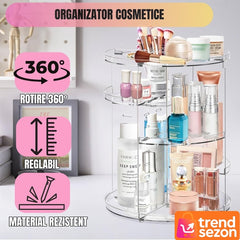 Organizator Cosmetice Rotativ 360° cu Compartimente Ajustabile — Acces Rapid la Produse! 💄✨