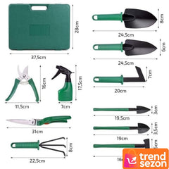 Set Gradinarit 10 Piese din Inox și Plastic — Răsfăț pentru Grădina Ta 🌱🛠️