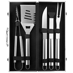 Set 5 Ustensile de Grătar din Oțel Inoxidabil Premium — Perfecte pentru Evenimente în Aer Liber! 🍖🔥