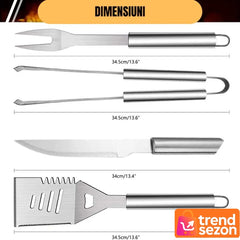 Set 5 Ustensile de Grătar din Oțel Inoxidabil Premium — Perfecte pentru Evenimente în Aer Liber! 🍖🔥