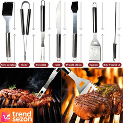 Set 10 Ustensile pentru Grătar din Oțel Inoxidabil — Perfect pentru Picnicuri! 🍖✨