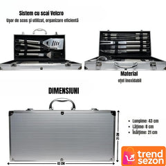 Set 10 Ustensile pentru Grătar din Oțel Inoxidabil — Perfect pentru Picnicuri! 🍖✨