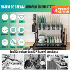 Uscător de Vase Supraetajat cu Suport pentru Tacâmuri — Maximizează Spațiul! 🍽️✨