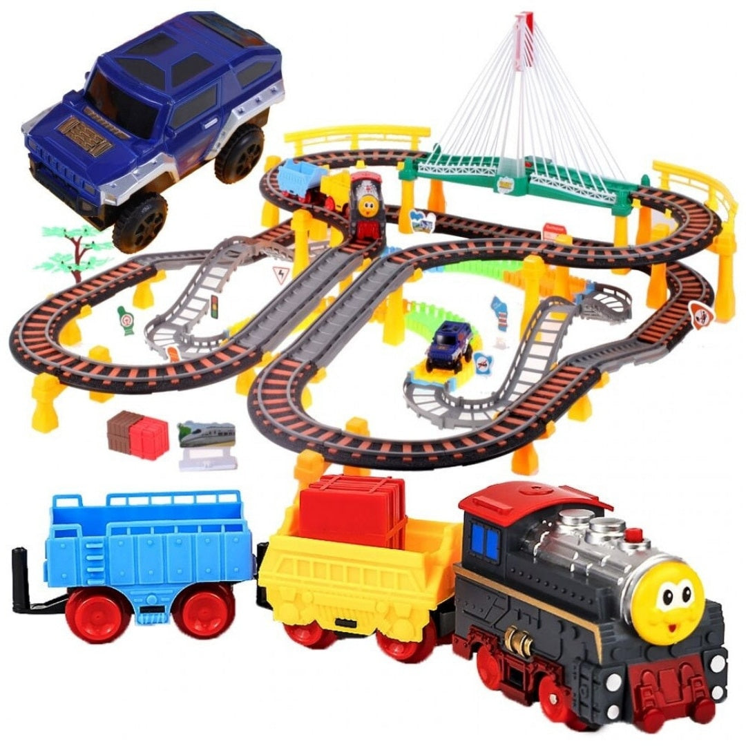 Circuit Interactiv 2 in 1 XXL cu Trenulet și Masinuta — Distracție Fără Sfârșit 🚂🚗