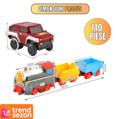 Circuit Interactiv 2 in 1 XXL cu Trenulet și Masinuta — Distracție Fără Sfârșit 🚂🚗