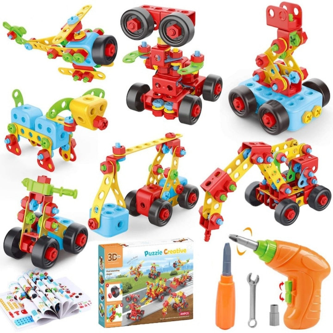 Set Constructie 404 Piese Puzzle 3D STEM — Distracție și Învațare 🎈🔧