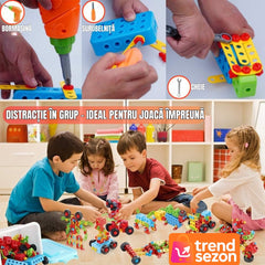 Set Constructie 404 Piese Puzzle 3D STEM — Distracție și Învațare 🎈🔧