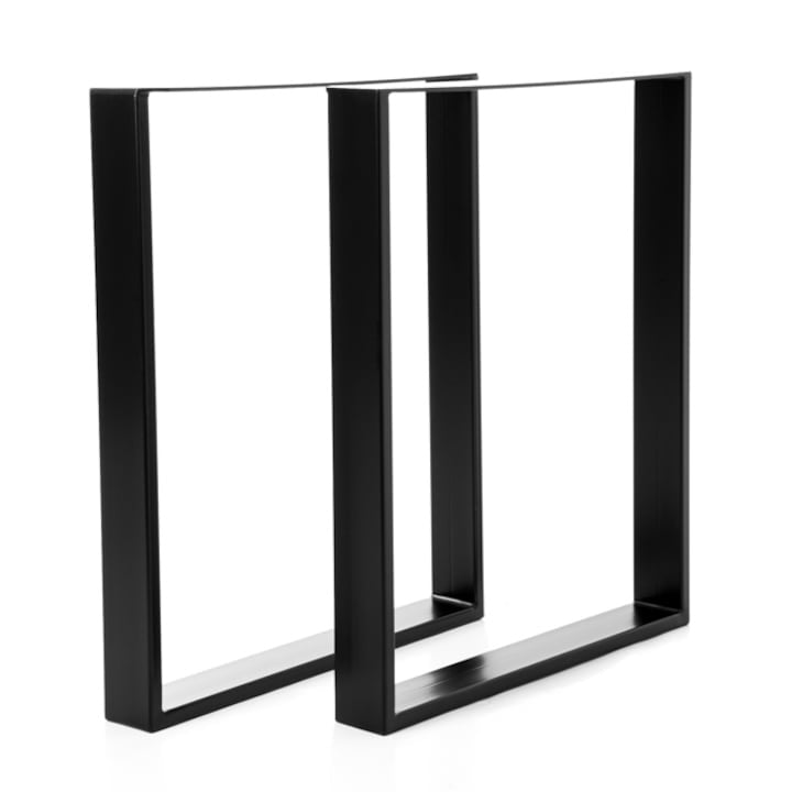 Set 2 Picioare de Masă Metalice Negru, Profil Lat 80 mm — Design Industrial Elegant 🖤🛠️