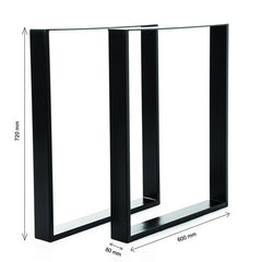 Set 2 Picioare de Masă Metalice Negru, Profil Lat 80 mm — Design Industrial Elegant 🖤🛠️