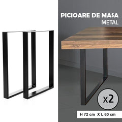 Set 2 Picioare de Masă Metalice Negru, Profil Lat 80 mm — Design Industrial Elegant 🖤🛠️