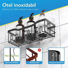 Set 5 Rafturi Organizatoare Din Inox Negru — Eleganță și Utilitate 🎉🛁