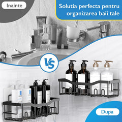 Set 5 Rafturi Organizatoare Din Inox Negru — Eleganță și Utilitate 🎉🛁