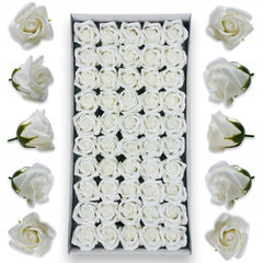 Set 50 Trandafiri din Săpun Alb 5x5 cm — Cadoul Perfect pentru Orice Ocazie 🌹✨