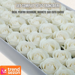 Set 50 Trandafiri din Săpun Alb 5x5 cm — Cadoul Perfect pentru Orice Ocazie 🌹✨