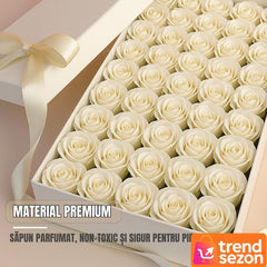 Set 50 Trandafiri din Săpun Alb 5x5 cm — Cadoul Perfect pentru Orice Ocazie 🌹✨