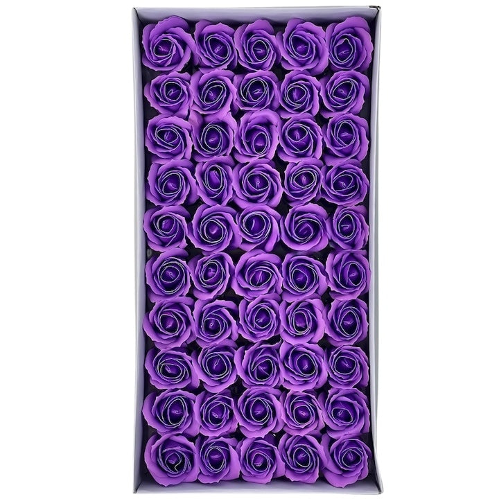 Set 50 Trandafiri din Săpun Mov — Eleganță și Aromă Delicată 🌹✨