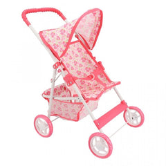 Cărucior Pliabil pentru Păpuși cu Cadru Metalic — Distracție Interactivă Roz 🌼👶
