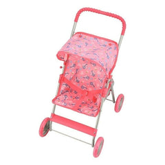 Cărucior Pliabil pentru Păpuși cu Cadru Metalic — Distracție Interactivă Roz 🌼👶