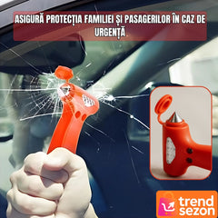 Ciocan de Urgență 3 în 1 cu Cutter pentru Centură — Siguranță Maximă 🚗🔧