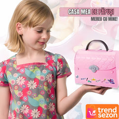 Căsuță de Păpuși 2 în 1 Tip Gentuță Portabilă — Distracție la Purte! 🎀🏰