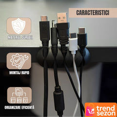 Set Organizare Cabluri Autoadeziv 10 Bucăți — Spațiu Ordonăt Rapid ⚡️📏