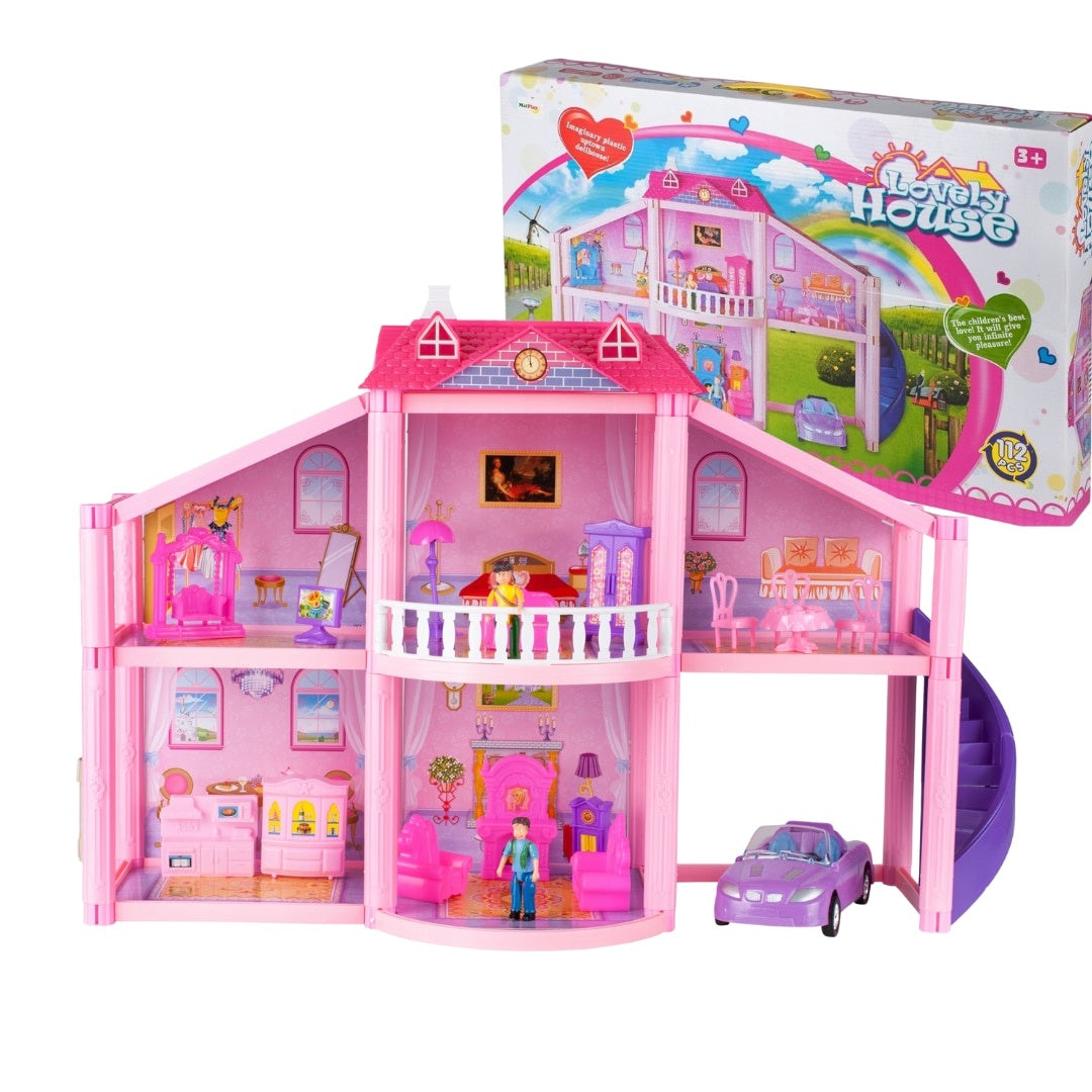 Casă pentru Păpuși cu 2 Etaje și Accesorii Complete — Distracție Fără Sfârșit! 🏠✨