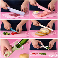 Set Cutite Bucătărie 7 Piese cu Tocător și Foarfece — Eficiență în Gătit 🍽️✨