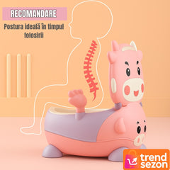 Olita pentru Copii cu Design Vacuta și Manere Ergonomice — Învățare Distractivă! 🐮💖