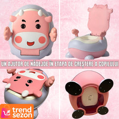 Olita pentru Copii cu Design Vacuta și Manere Ergonomice — Învățare Distractivă! 🐮💖