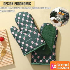 Set 2 Mănuși Termorezistente cu Design Floral — Protecție Până la 350°C 🌼🔥