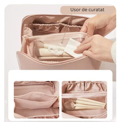 Geantă Cosmetice Elegantă din Piele Rezistentă — Organizare Perfectă 🌸💼