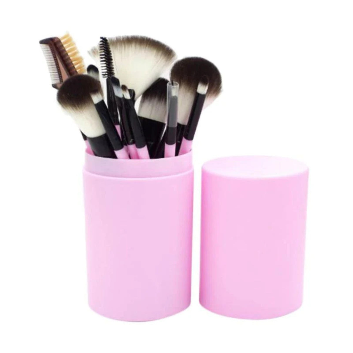 Set 12 Pensule Machiaj cu Cutie Elegantă Roz — Perfecte pentru Un Makeup Impecabil 🌸💄