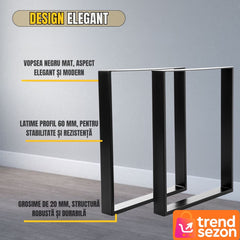 Set 2 Picioare Masa din Metal Negru Mat — Design Industrial Modern 🖤🏗️